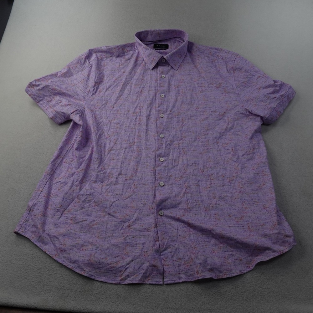 Bugatchi OoohCotton Tech Men's 3XL Lilac 8-Way Stretch Short Sleeve Shirt